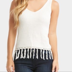 Sweater tank top with frindge